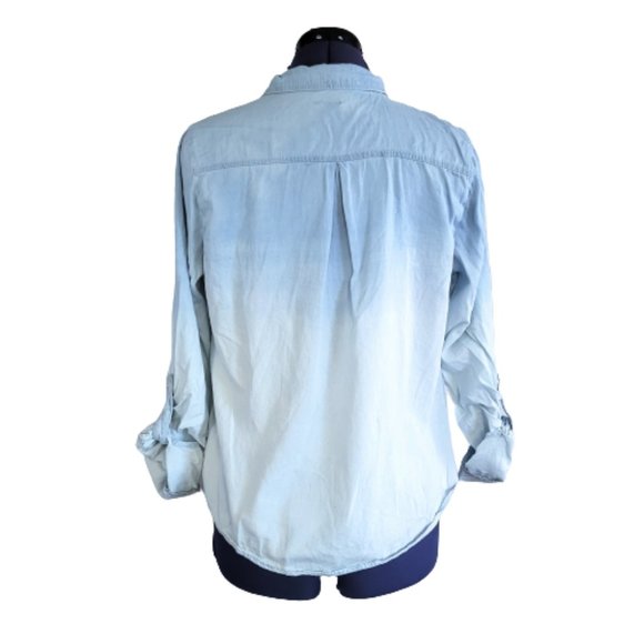 Charlotte Russe Blue Denim Colored Chambray Utility Shirt Women's Large - Picture 2 of 5